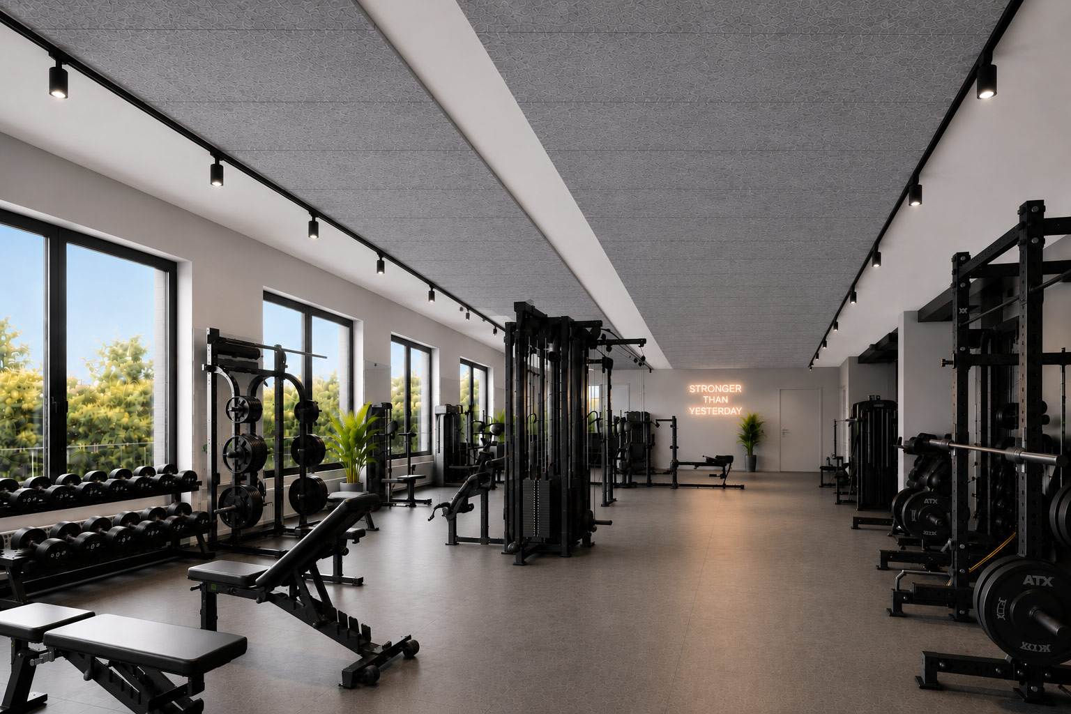 Akustikplatte PET für Fitnessstudios und Gewerberäume | Raumakustik