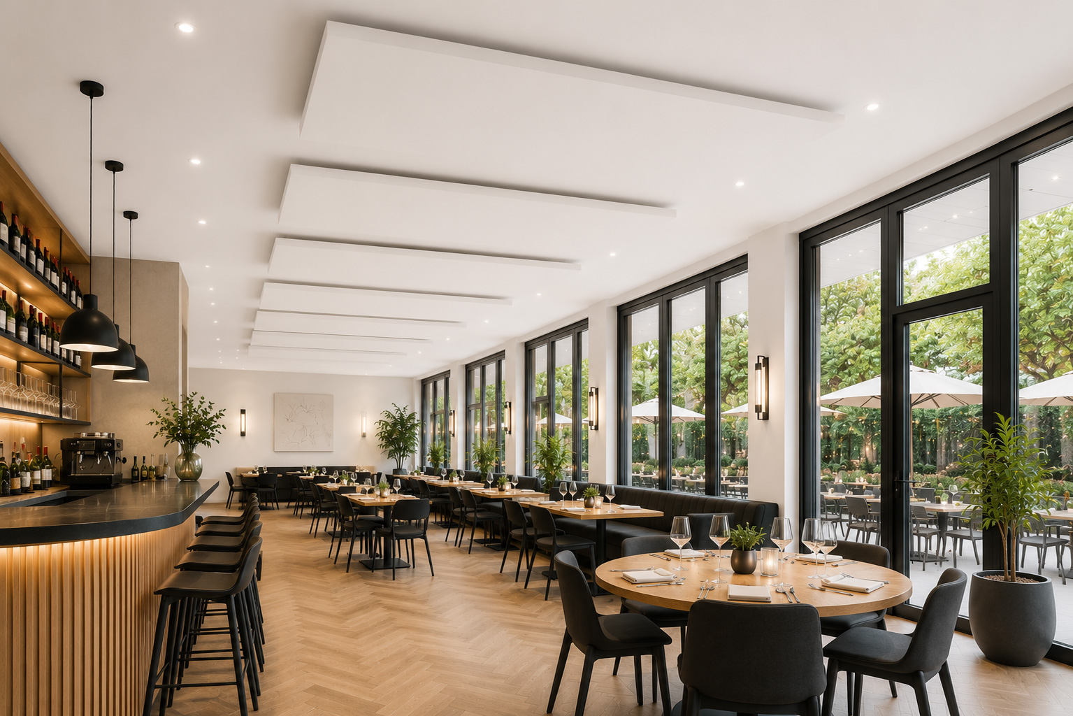 Akustisches Deckensegel Premium | Fixe Montage für Gastronomie